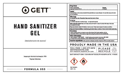 Gett Gel 70 128fl Oz (Gett Clean Sanitizerlabels Forprint 053single)